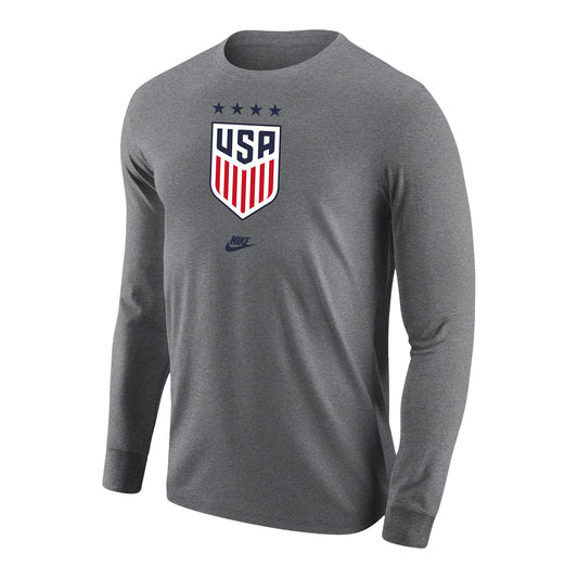 Men's Nike USWNT Core Cotton L/S Grey Tee - Front View