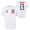 Men's Outerstuff US WNT Morgan 13 White Tee - Front and Back View