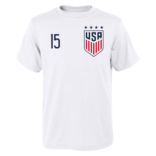 Men's Outerstuff USWNT Rapinoe 15 White Tee - Front View