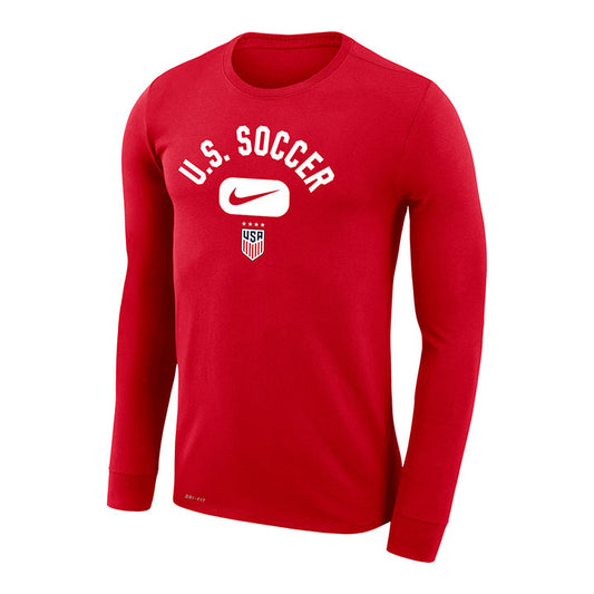 Men's Nike USWNT Arch Dri-Fit LS Red Tee - Front View