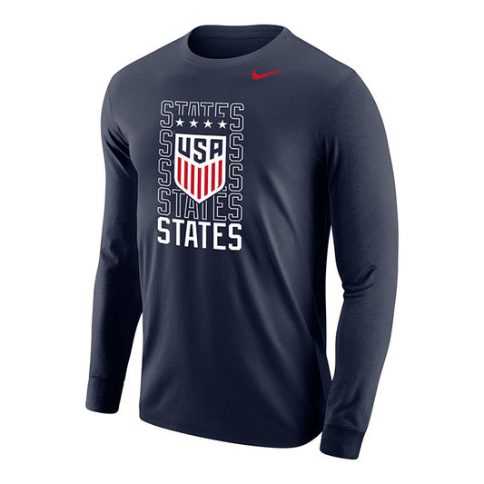 Men's Nike USWNT Repeat States LS Navy Tee - Front View