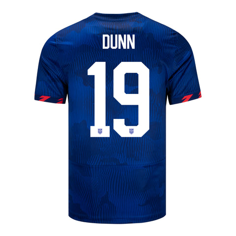 Dunn 19 Men's Nike USWNT Away Stadium Jersey in Blue - Back View