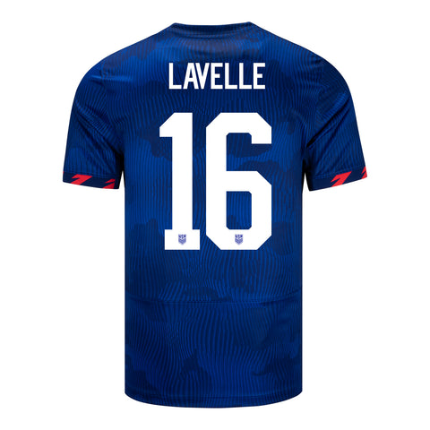Lavelle 16 Men's Nike USWNT Away Stadium Jersey in Blue - Back View