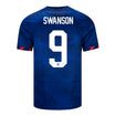 Swanson 9 Men's Nike USWNT Away Stadium Jersey in Blue - Back View