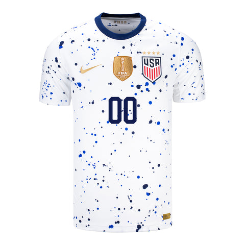 Men's Personalized Nike USWNT Home Stadium Jersey w/FIFA Badge in White - Front View