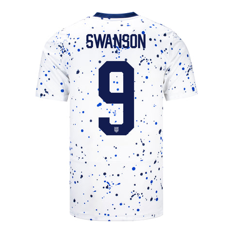 Swanson 9 Men's Nike USWNT Home Stadium Jersey in White - Back View