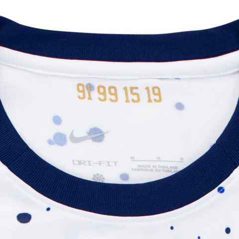 Youth Nike USWNT Home Stadium Jersey in White - Collar View