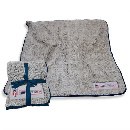 Logo Brands USWNT SBC Frosty Fleece Blanket in White - Front View