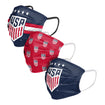 FOCO USWNT Matchday 3 Pack Face Cover in Navy and Red - Front/Side View