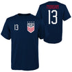 Youth Outerstuff USWNT Morgan 13 Navy Tee - Front and Back View