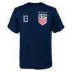 Youth Outerstuff USWNT Morgan 13 Navy Tee - Front View