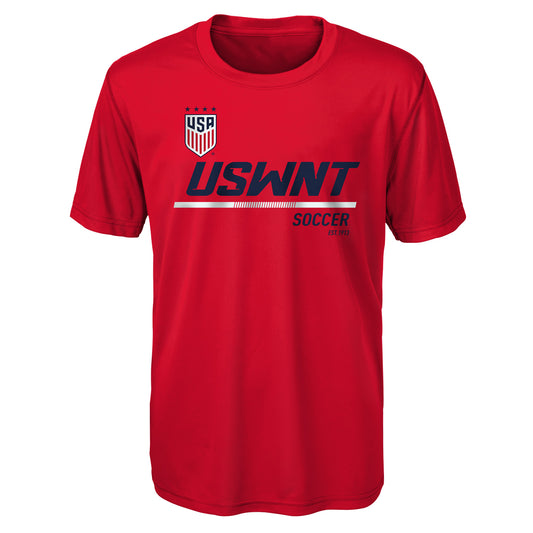 Youth Outerstuff US WNT Engage Poly Red Tee - Front View