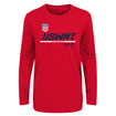 Youth Outerstuff US WNT Engage Poly Red LS Tee - Front View