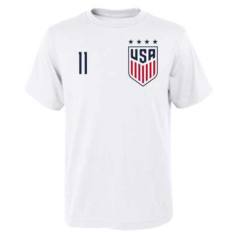 Youth Outerstuff USWNT Smith 11 White Tee - Front View