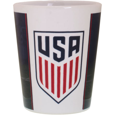 Boelter USA Crest Sublimated Shadow Shot Glass in Navy and White - Front View