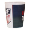 Boelter USA Crest Sublimated Shadow Shot Glass in Navy and White - Left View