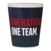 Boelter USA Crest Sublimated Shadow Shot Glass in Navy and White - Back View
