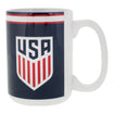 Boelter USA Crest Sublimated 15 oz. Color Blast Mug in Blue, Red, and White - Front View