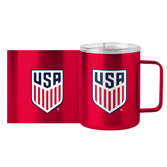 Logo USMNT 15 oz. Stainless Red Mug - Full Design View