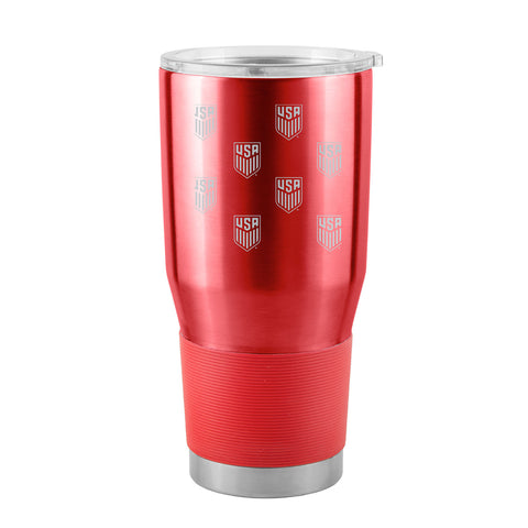 Logo USMNT 30 oz. Stainless Satin Etch Red Tumbler - Back View