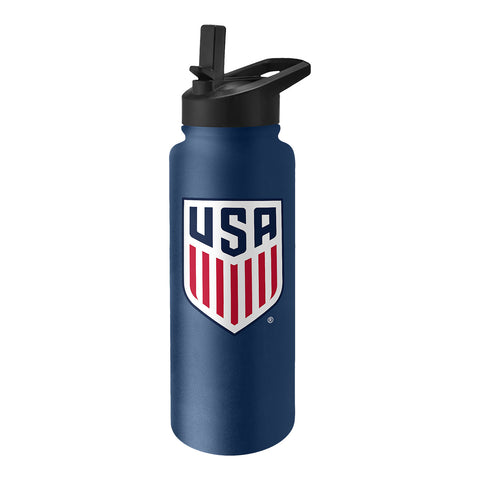 Logo USMNT 34 oz. Stainless Navy Quencher Bottle - Front View