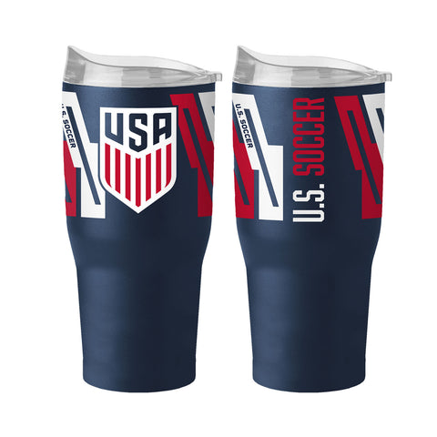Logo Brands USA 30 oz. Navy Stainless Tumbler - Front and Back View