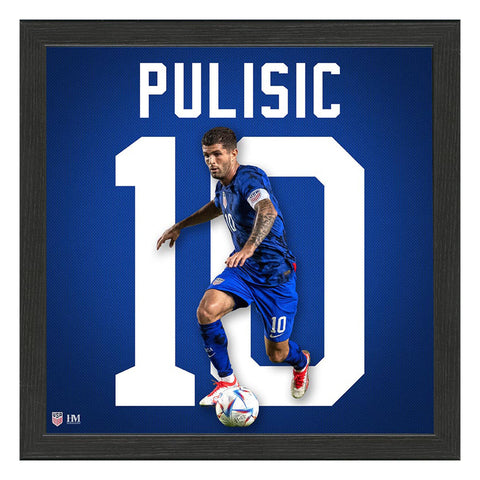 Christian Pulisic Impact Jersey Frame in Blue - Front View