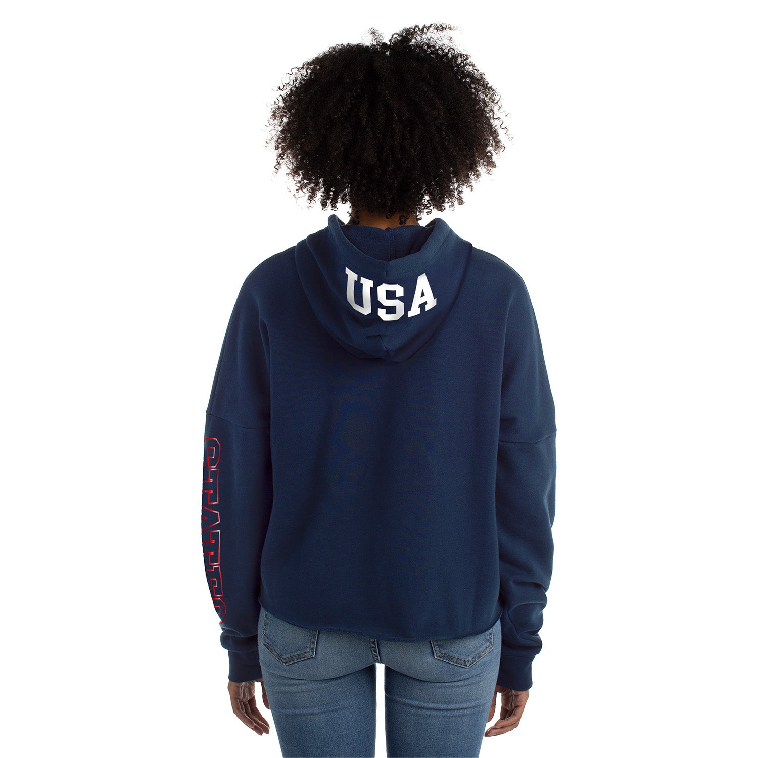 Women's New Era USMNT Raw Edge Fleece Navy Pullover - Back View