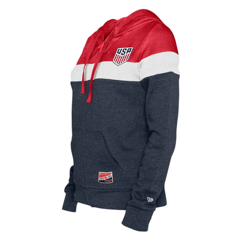 Women's New Era USMNT Full Zip Hoodie in Red, White, and Blue - Side View