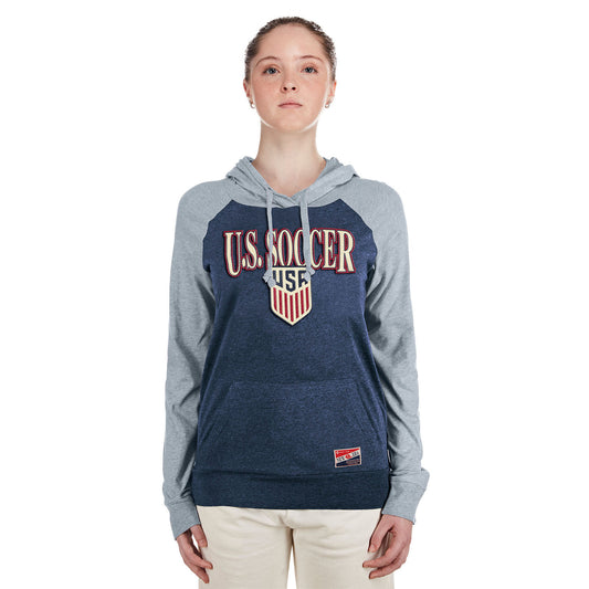 Women's New Era USMNT Pullover Hoodie in Blue - Front View