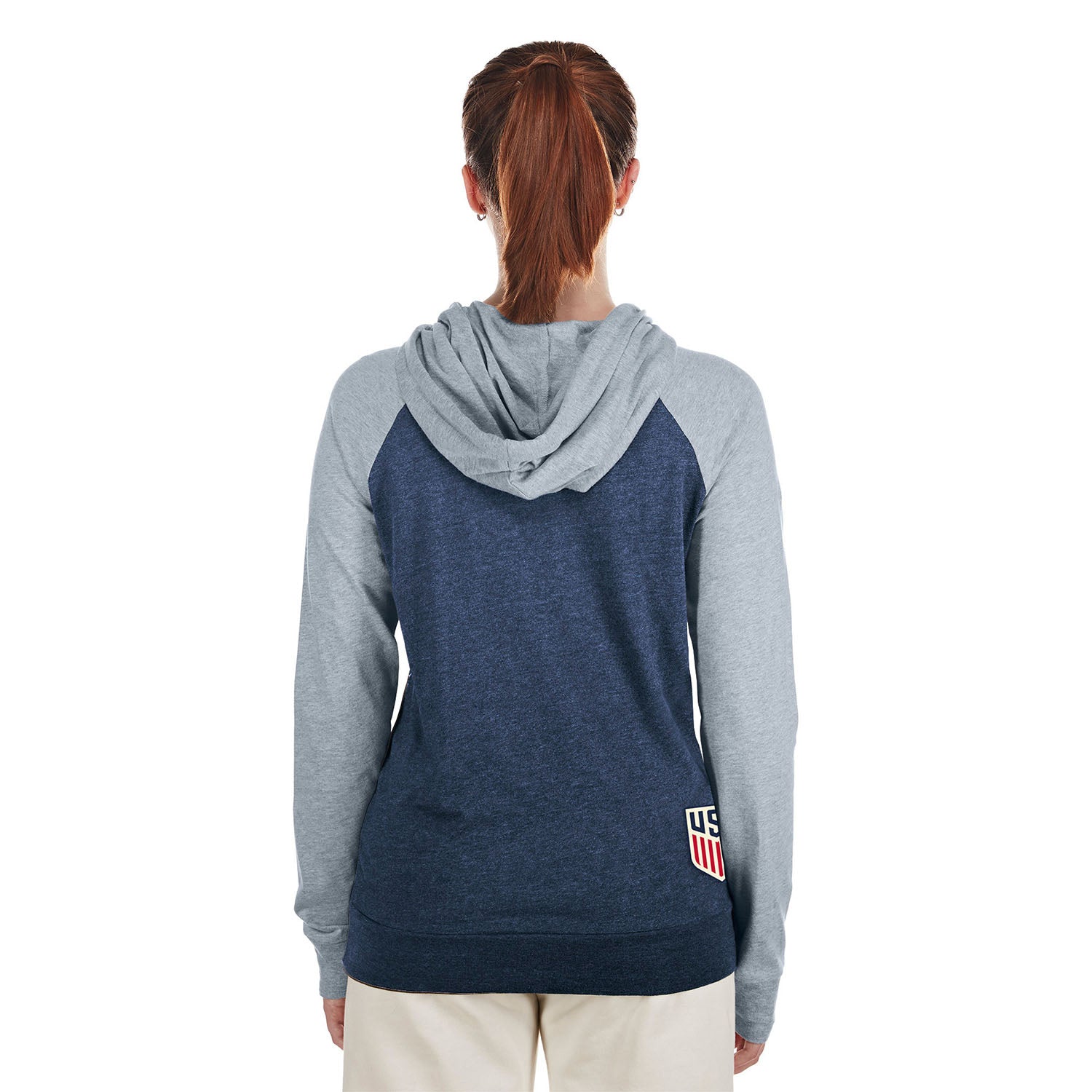 Women's New Era USMNT Pullover Hoodie in Blue - Back View