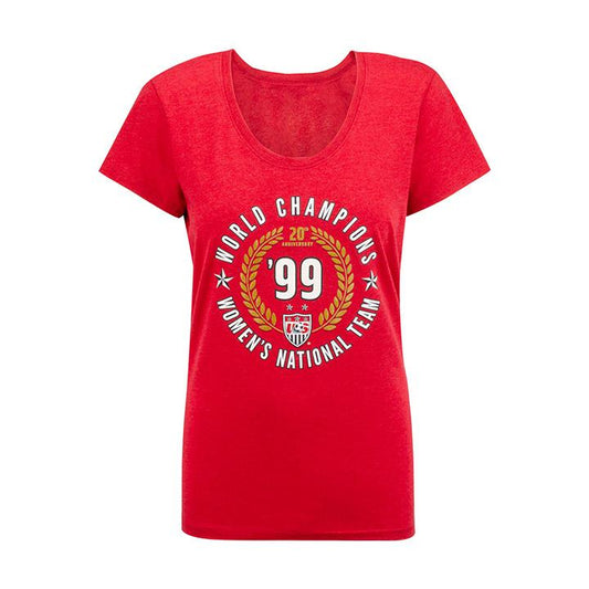 Women's '47 USWNT 1999 Anniversary Scoop Neck Red Tee - Front View