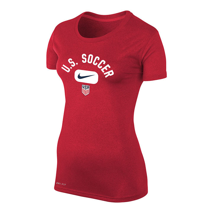Women's Nike USMNT Arch Dri-Fit Red Tee - Front View