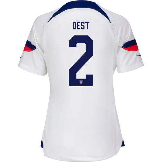 Women's Nike USMNT Dest 2 Home Jersey in White - Back View