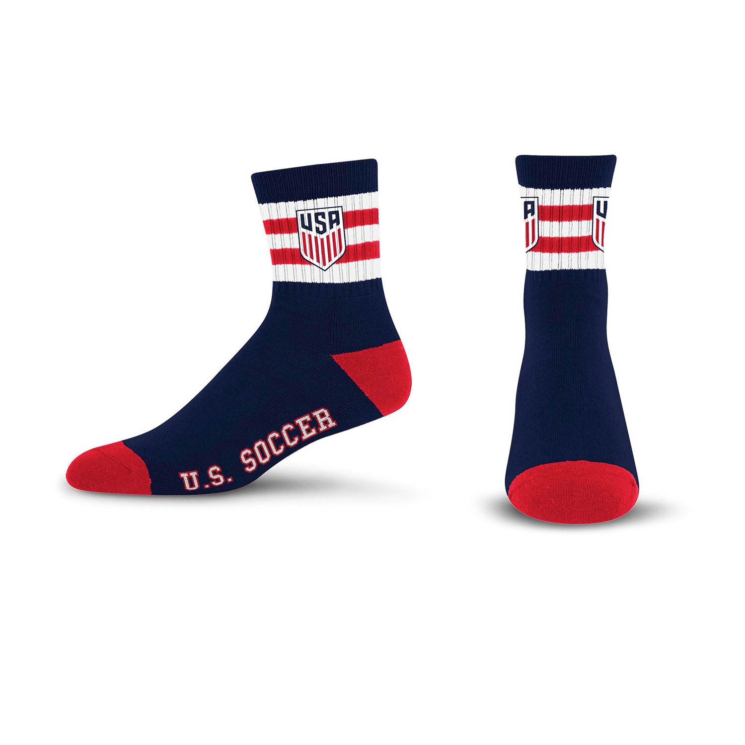 Fore Bare Feet USMNT Stripe Quarter Navy Sock - Front View