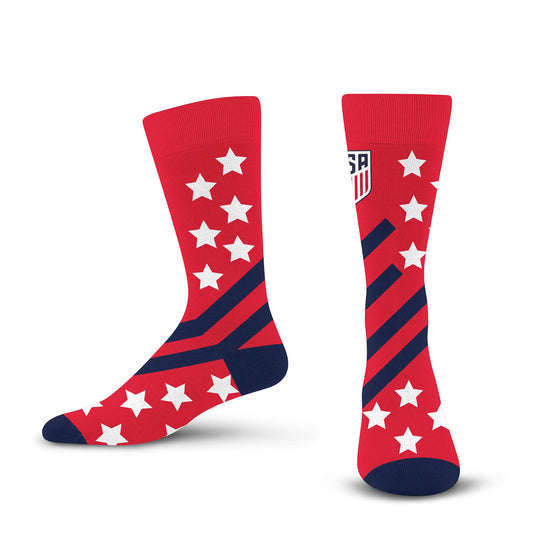 Fore Bare Feet USMNT Asymmetry Flag Red Socks  - Front/Side View
