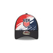 New Era USMNT 9Forty Marble Trucker Mesh in Red, White, and Blue - Front View