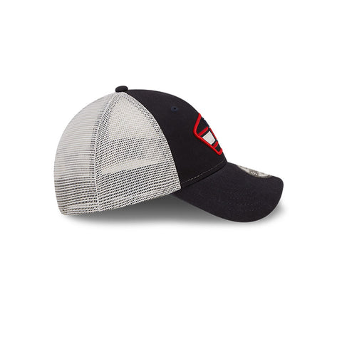 Men's New Era USMNT 9Forty Logo Patch Trucker Mesh Hat in Navy - Side View