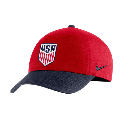 Men's Nike USA Color Block Campus Hat in Red and Navy - Front/Side View