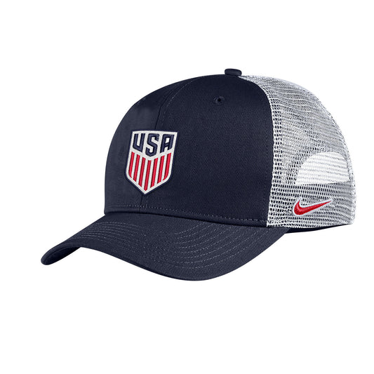 Men's Nike USA Classic Trucker Graphic Snapback in Navy - Front/Side View