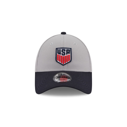 Men's New Era USMNT 9Forty League Grey/Navy Hat - Front View