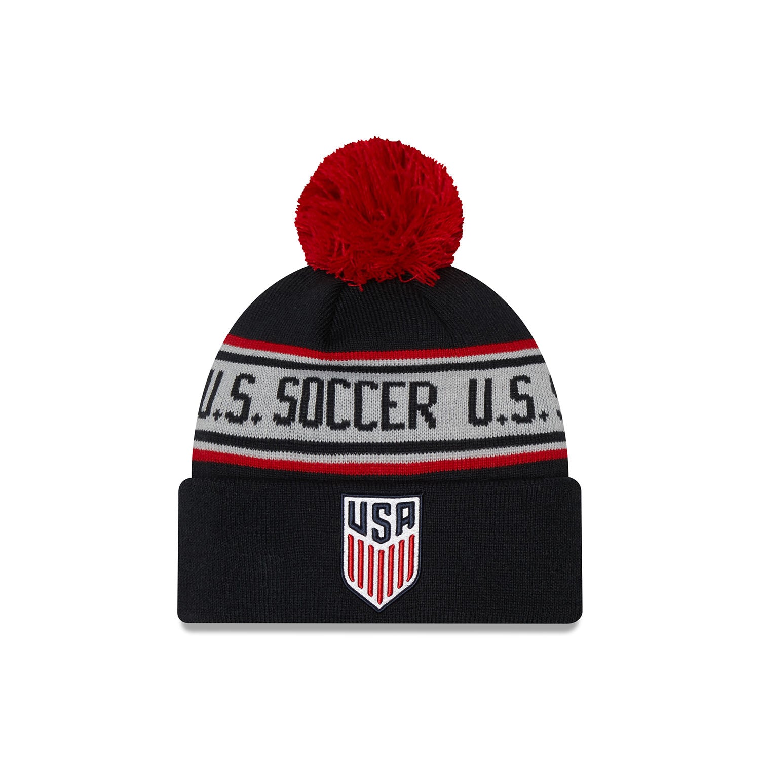 Men's New Era USMNT Knit Repeat Pom Beanie - Front View