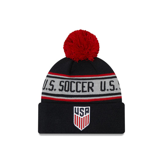 Men's New Era USMNT Knit Repeat Pom Beanie - Front View