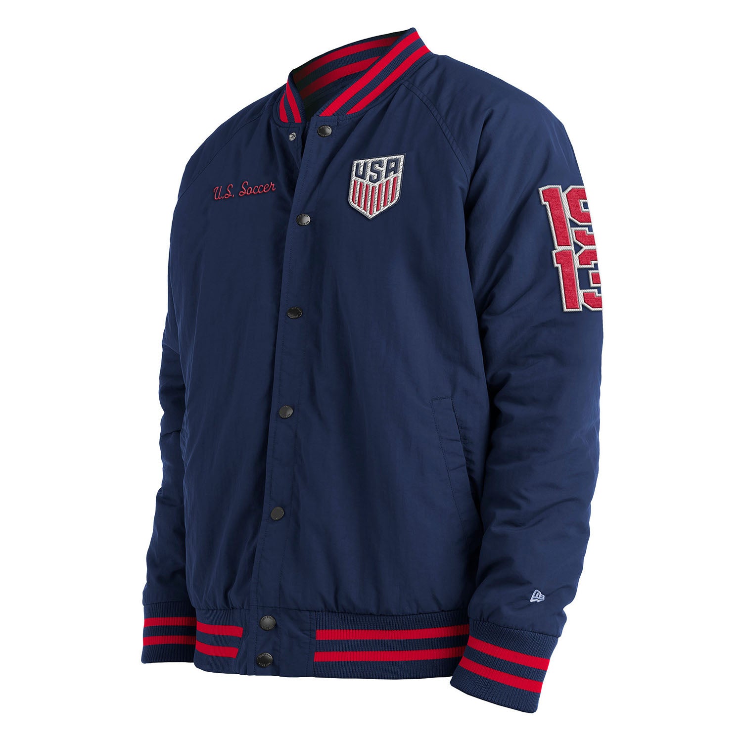 Men's New Era USMNT Front Snap Nylon Navy Jacket - Side View