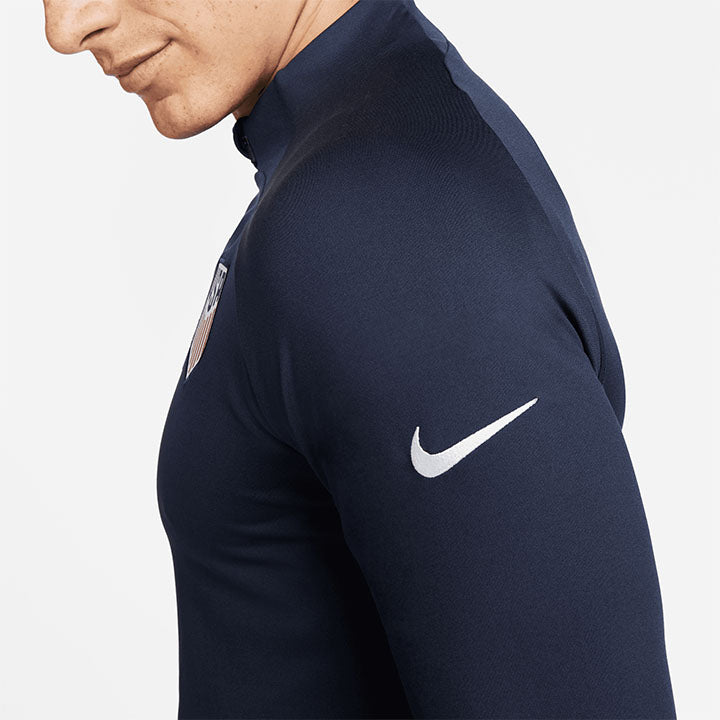 Men's Nike USA 1/4 Zip Strike Navy Drill Top - Side Nike View