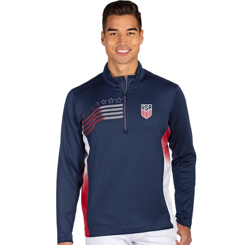 Men's Antigua USA Liberty 1/4 Zip Navy Pullover - Official U.S. Soccer ...