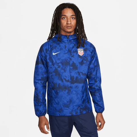 Men's Nike USA Full Zip Graphic Jacket in Blue - Front View