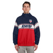 Men's New Era USMNT 1/4 Zip Pullover Hoodie in Navy and Red - Front View