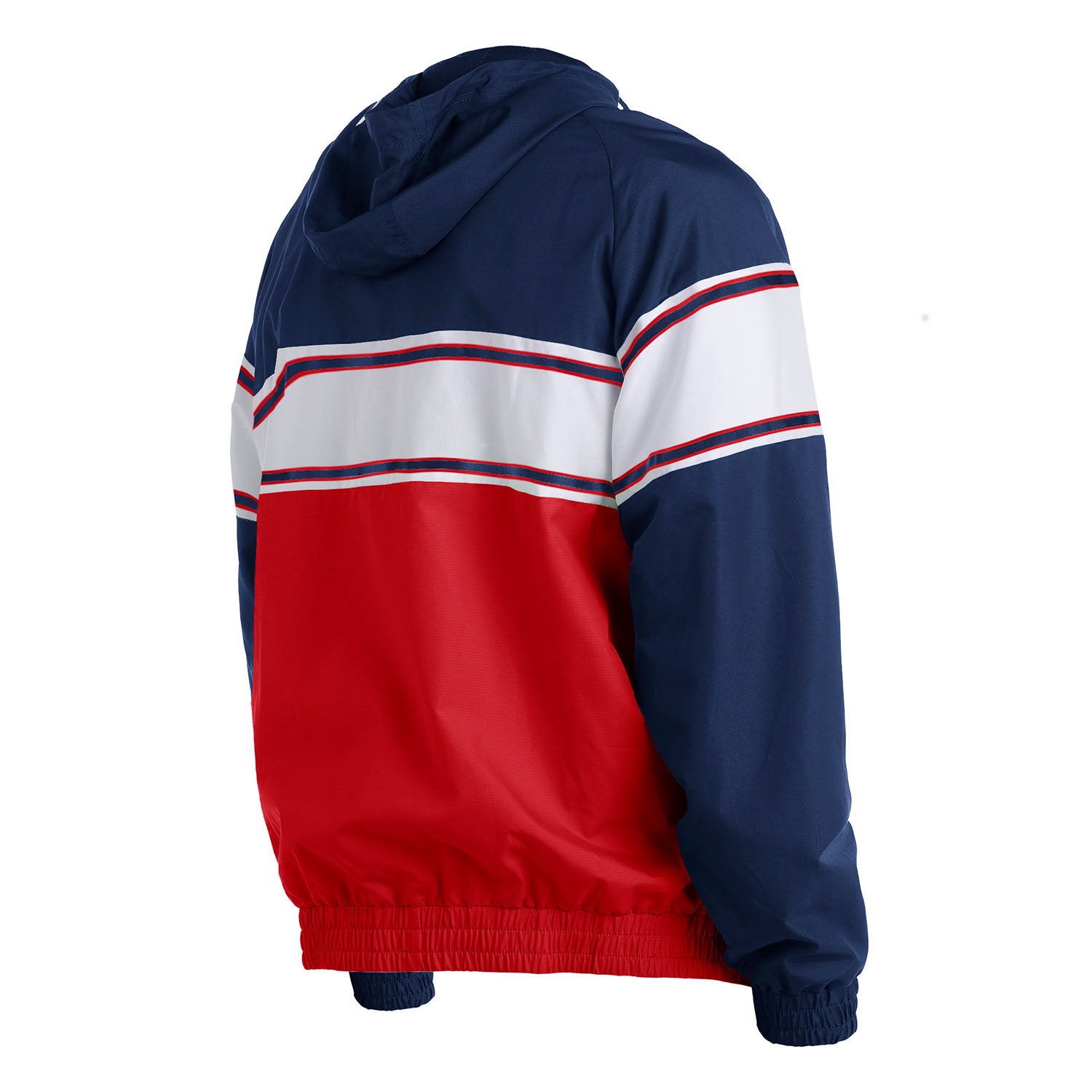 Men's New Era USMNT 1/4 Zip Pullover Hoodie in Navy/Red - Back/Side View