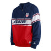 Men's New Era USMNT 1/4 Zip Pullover Hoodie in Navy and Red - Front/Side View